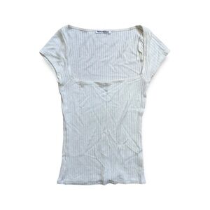 Reformation Ribbed Square Neck Cap Sleeve Top White XS